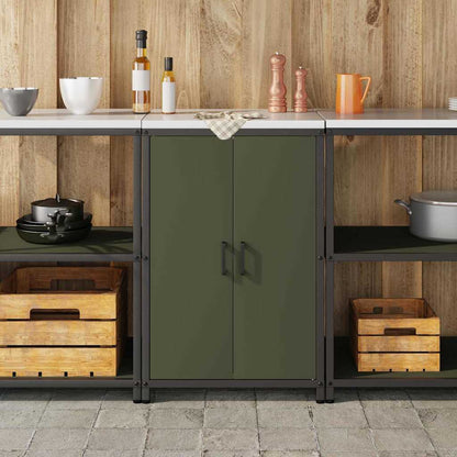 vidaXL Küchenaufbewahrung mit Regal Olive Grün 60 x 50 x 92 cm Stahl