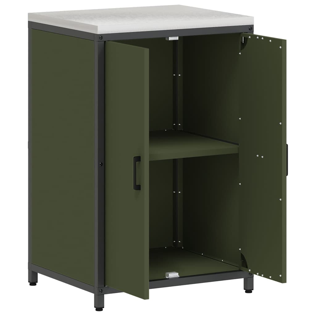 vidaXL Küchenaufbewahrung mit Regal Olive Grün 60 x 50 x 92 cm Stahl