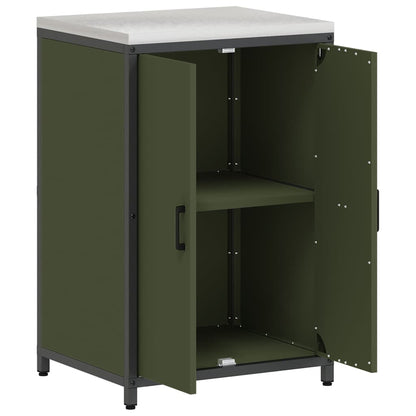 vidaXL Küchenaufbewahrung mit Regal Olive Grün 60 x 50 x 92 cm Stahl