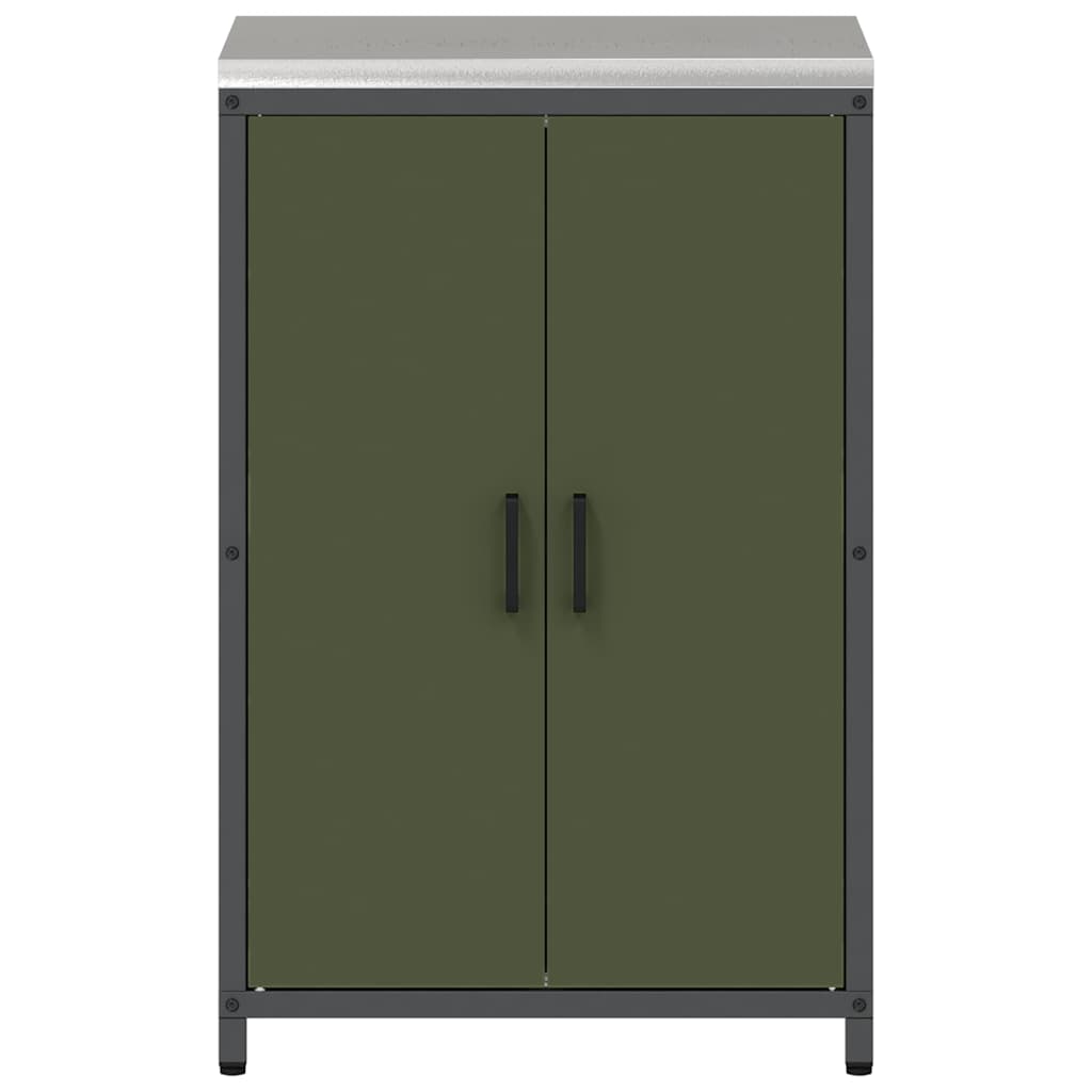 vidaXL Küchenaufbewahrung mit Regal Olive Grün 60 x 50 x 92 cm Stahl