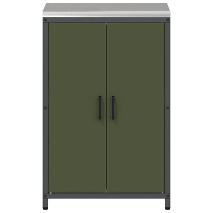 vidaXL Küchenaufbewahrung mit Regal Olive Grün 60 x 50 x 92 cm Stahl