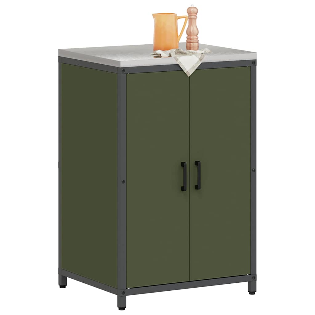 vidaXL Küchenaufbewahrung mit Regal Olive Grün 60 x 50 x 92 cm Stahl