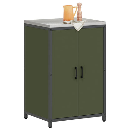 vidaXL Küchenaufbewahrung mit Regal Olive Grün 60 x 50 x 92 cm Stahl