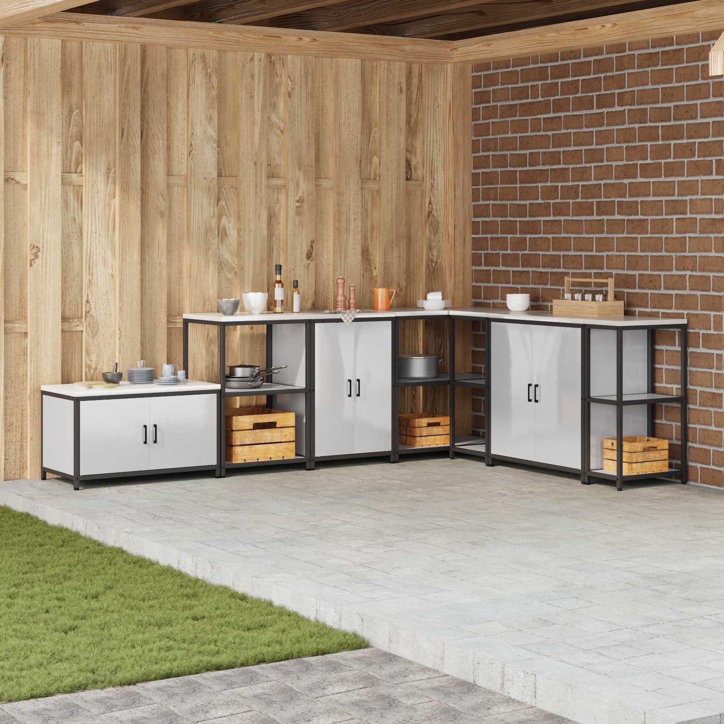 Küchenaufbewahrung mit Regal Silber 60 x 50 x 92 cm Stahl