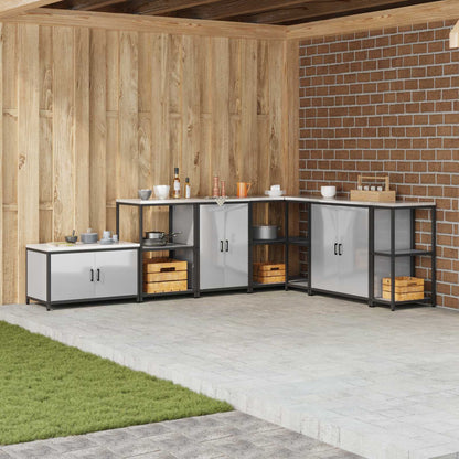 vidaXL Küchenaufbewahrung mit Regal Silber 60 x 50 x 92 cm Stahl