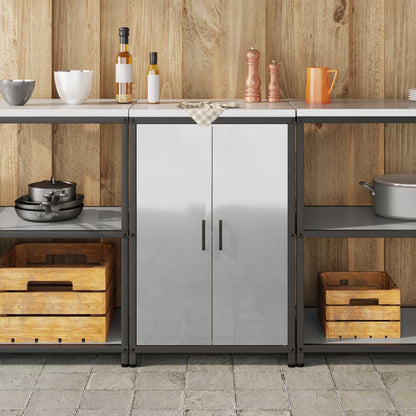 vidaXL Küchenaufbewahrung mit Regal Silber 60 x 50 x 92 cm Stahl