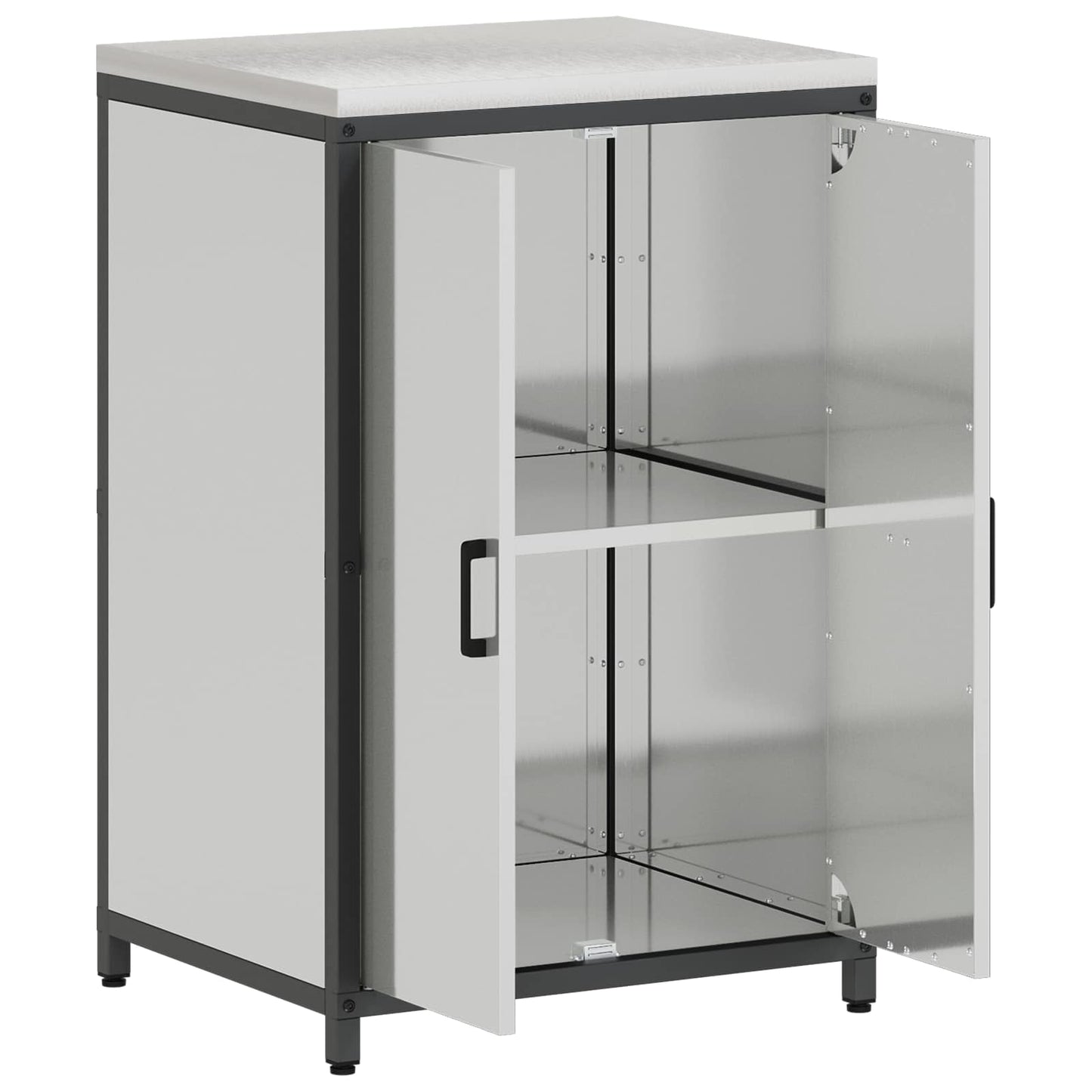 vidaXL Küchenaufbewahrung mit Regal Silber 60 x 50 x 92 cm Stahl