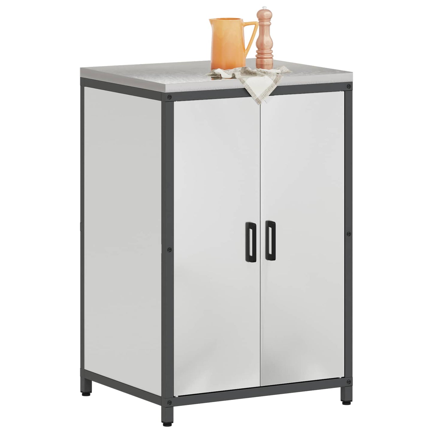 vidaXL Küchenaufbewahrung mit Regal Silber 60 x 50 x 92 cm Stahl
