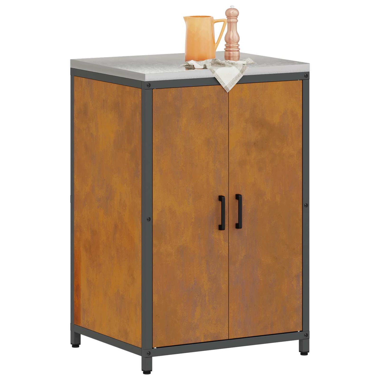 vidaXL Küchenaufbewahrung mit Regal Rostig 60 x 50 x 92 cm Stahl