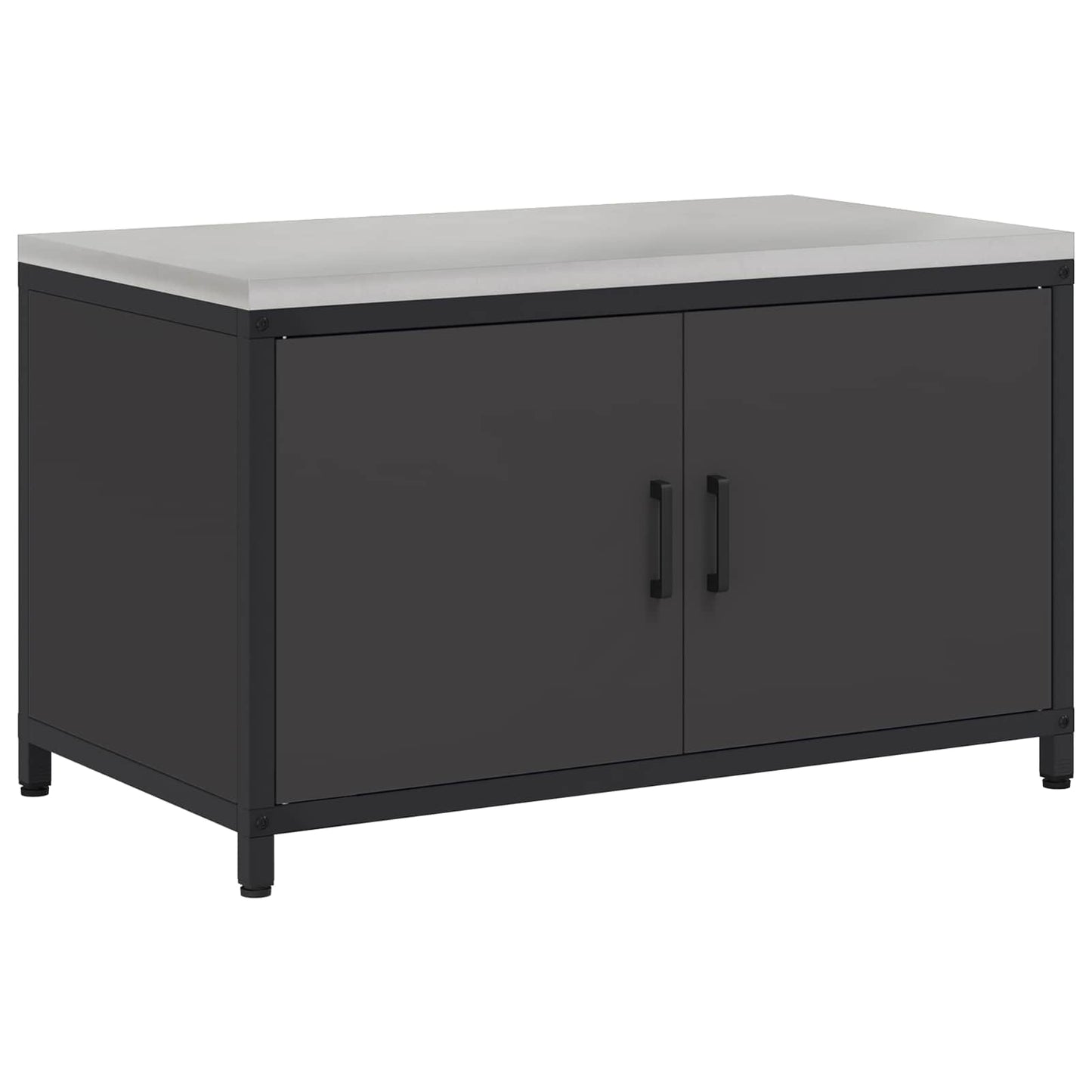 vidaXL Küchenaufbewahrung mit Regal Schwarz 60 x 50 x 92 cm Stahl