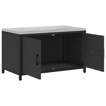vidaXL Küchenaufbewahrung mit Regal Schwarz 60 x 50 x 92 cm Stahl