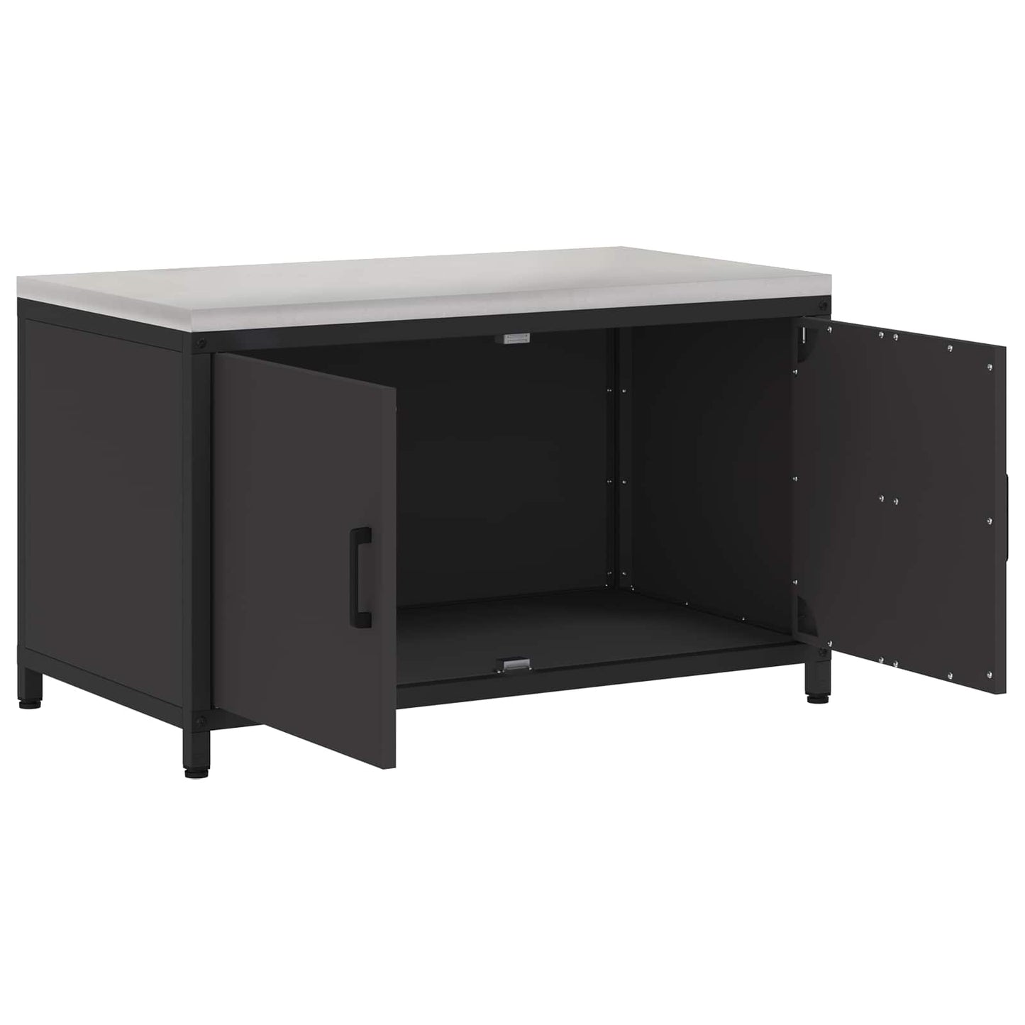 vidaXL Küchenaufbewahrung mit Regal Schwarz 60 x 50 x 92 cm Stahl