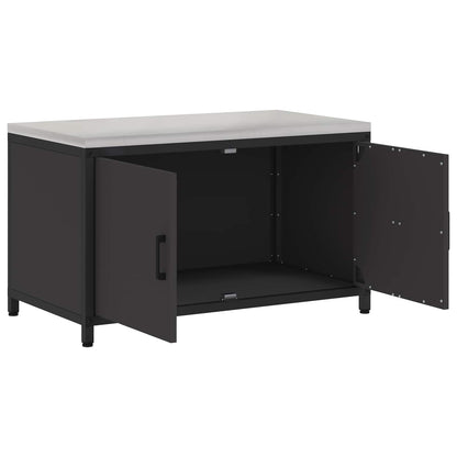 vidaXL Küchenaufbewahrung mit Regal Schwarz 60 x 50 x 92 cm Stahl