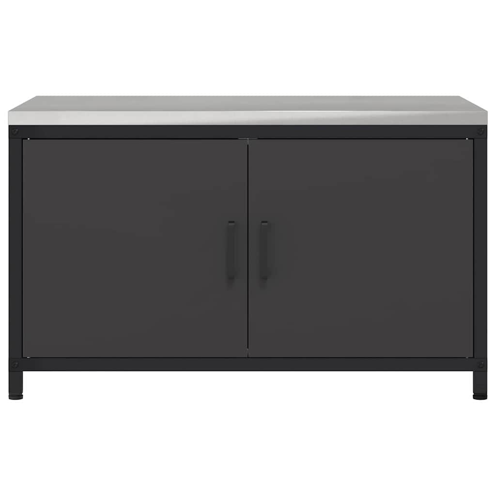 vidaXL Küchenaufbewahrung mit Regal Schwarz 60 x 50 x 92 cm Stahl