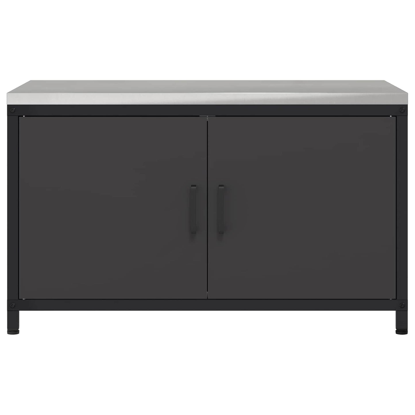 vidaXL Küchenaufbewahrung mit Regal Schwarz 60 x 50 x 92 cm Stahl