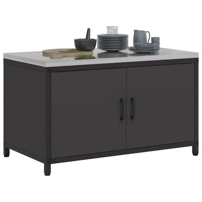 vidaXL Küchenaufbewahrung mit Regal Schwarz 60 x 50 x 92 cm Stahl