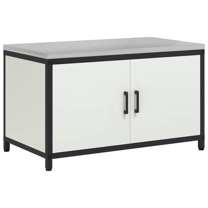 vidaXL Küchenaufbewahrung mit Regal mit Tür Weiß 60 x 50 x 92 cm Stahl