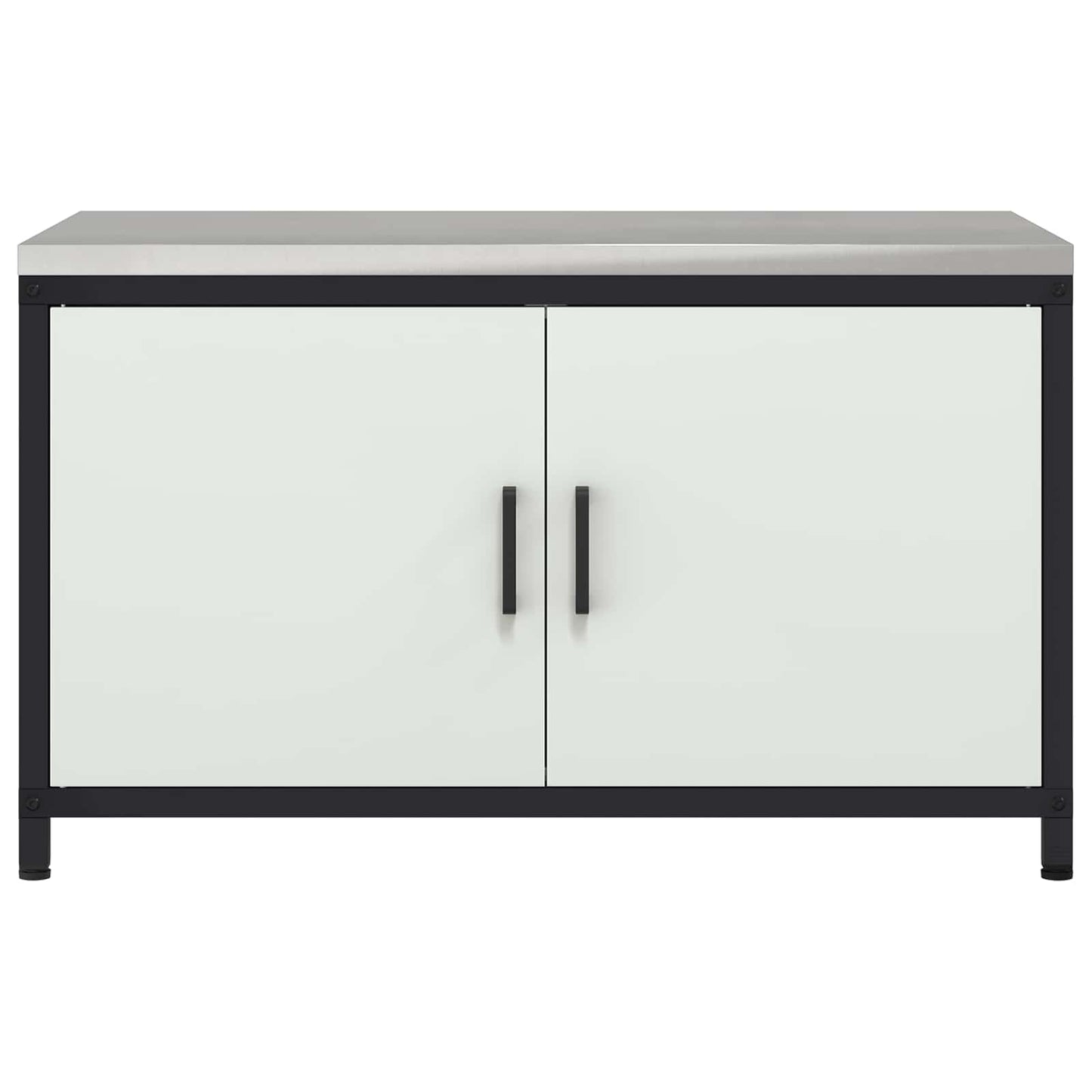 vidaXL Küchenaufbewahrung mit Regal mit Tür Weiß 60 x 50 x 92 cm Stahl