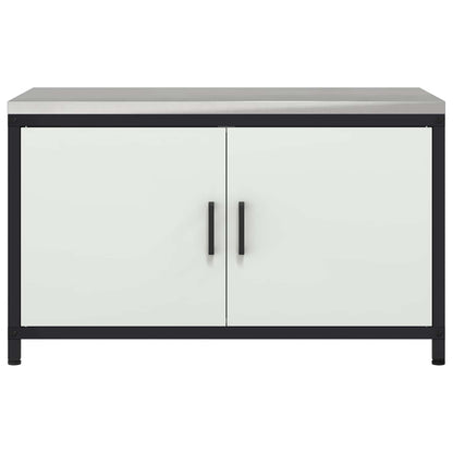 vidaXL Küchenaufbewahrung mit Regal mit Tür Weiß 60 x 50 x 92 cm Stahl