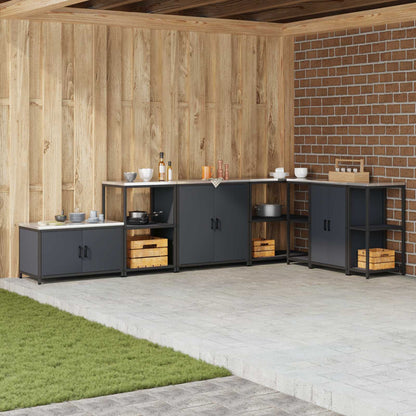 vidaXL Küchenaufbewahrung mit Regal Anthrazit 60 x 50 x 92 cm Stahl