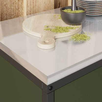 vidaXL Küchenaufbewahrung mit Regal Olive Grün 60 x 50 x 92 cm Stahl