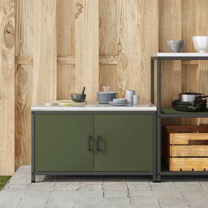 vidaXL Küchenaufbewahrung mit Regal Olive Grün 60 x 50 x 92 cm Stahl
