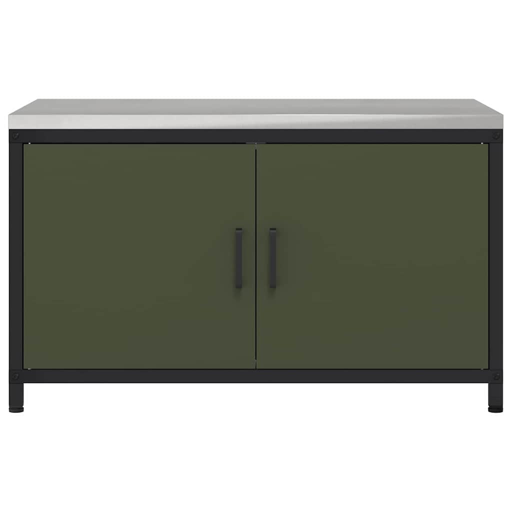 vidaXL Küchenaufbewahrung mit Regal Olive Grün 60 x 50 x 92 cm Stahl