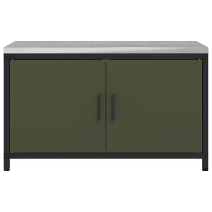 vidaXL Küchenaufbewahrung mit Regal Olive Grün 60 x 50 x 92 cm Stahl