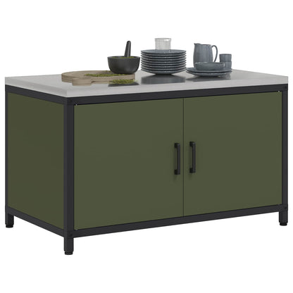 vidaXL Küchenaufbewahrung mit Regal Olive Grün 60 x 50 x 92 cm Stahl