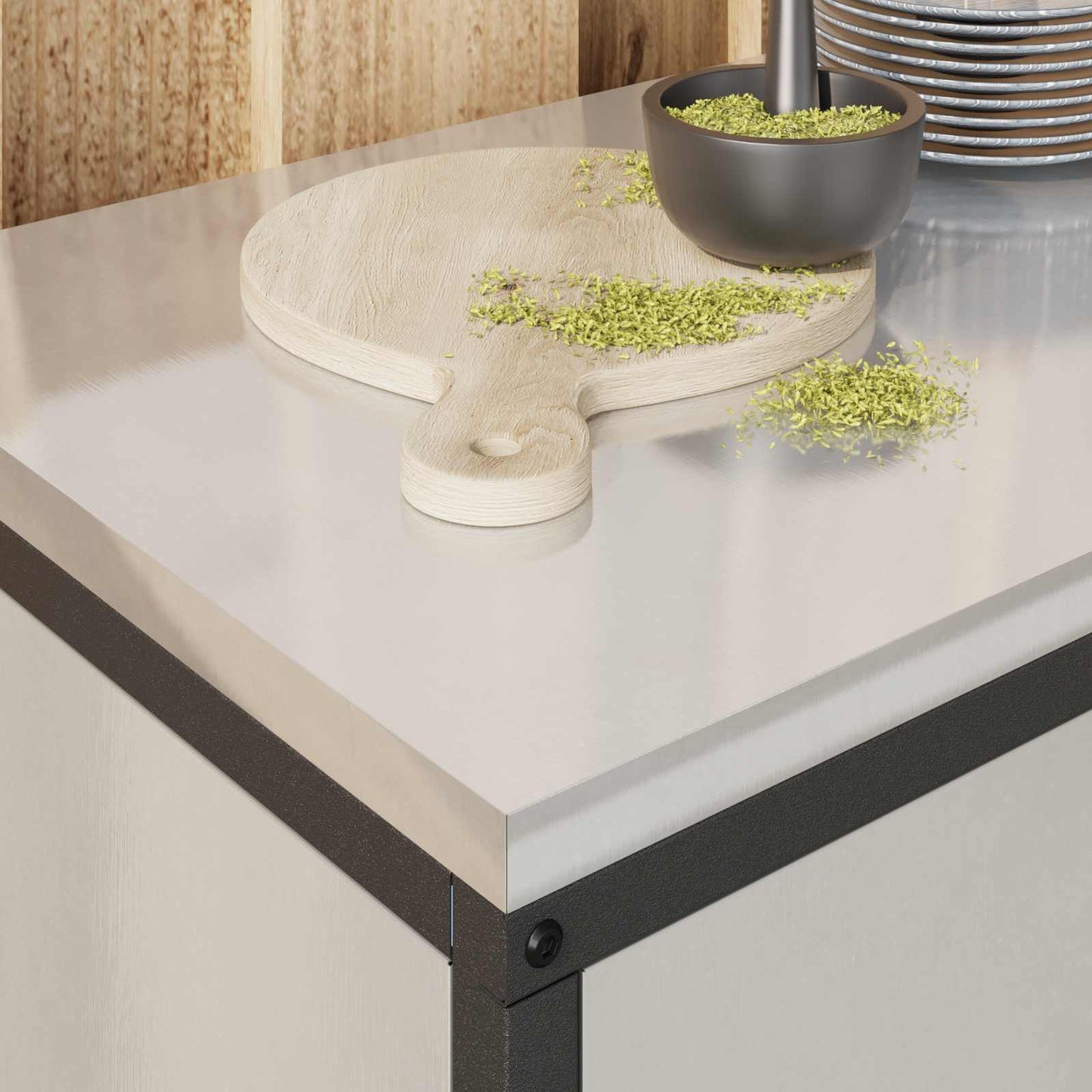 vidaXL Küchenaufbewahrung mit Regal Silber 60 x 50 x 92 cm Stahl