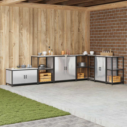vidaXL Küchenaufbewahrung mit Regal Silber 60 x 50 x 92 cm Stahl