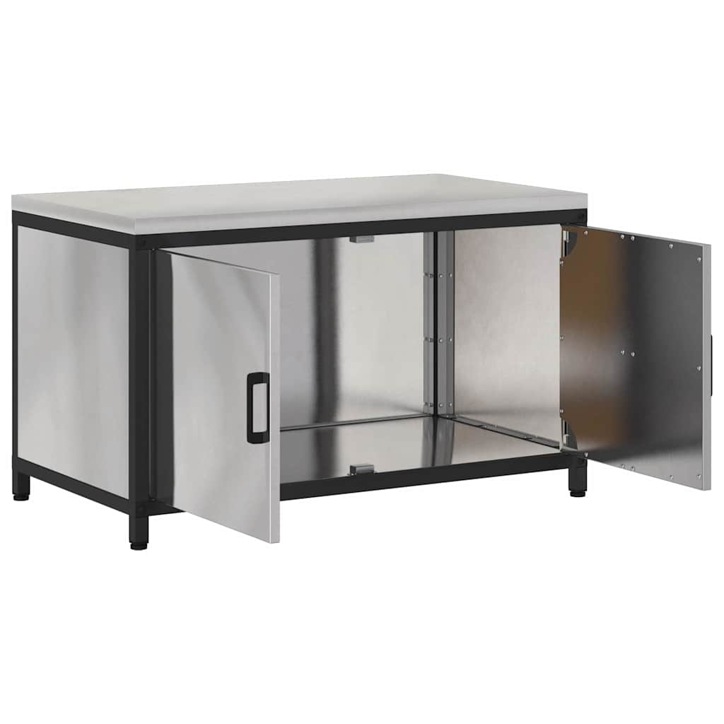 vidaXL Küchenaufbewahrung mit Regal Silber 60 x 50 x 92 cm Stahl