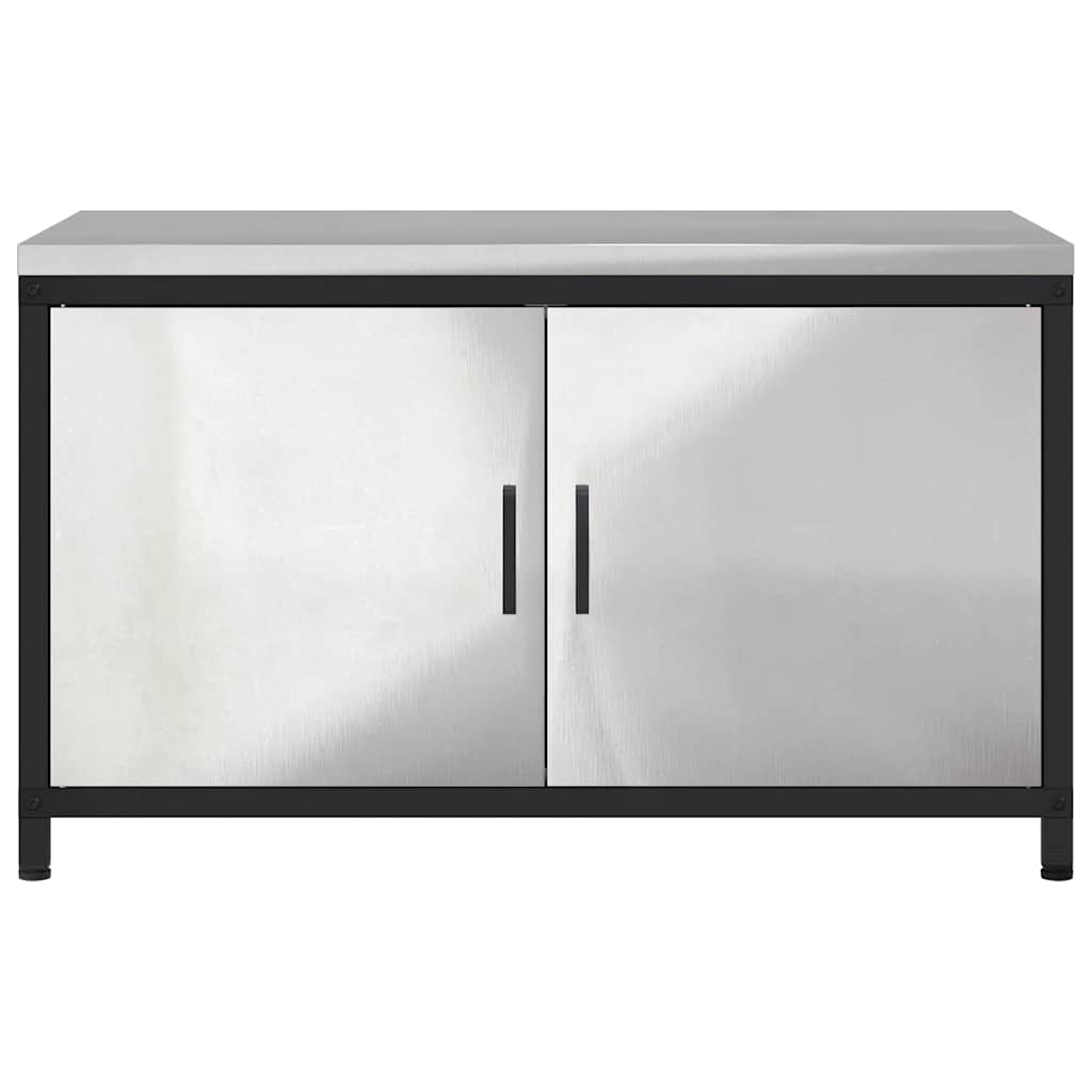 vidaXL Küchenaufbewahrung mit Regal Silber 60 x 50 x 92 cm Stahl