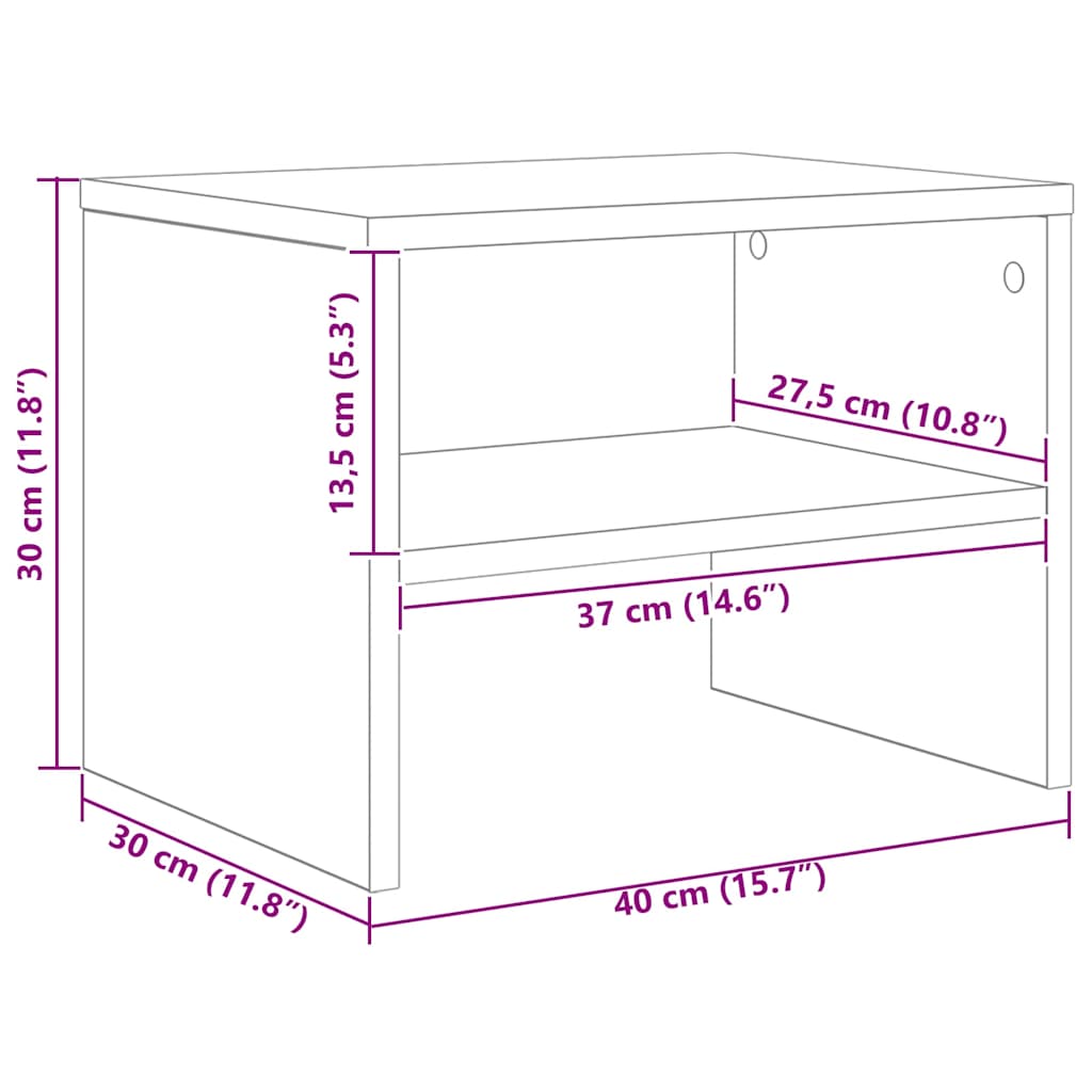 vidaXL Nachttisch 2 pcs Schwarz Eichen-Optik 40 x 40 x 30 cm
