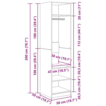 Kleiderschrank mit Regal Schwarz Eichen-Optik 50 x 50 x 200 cm