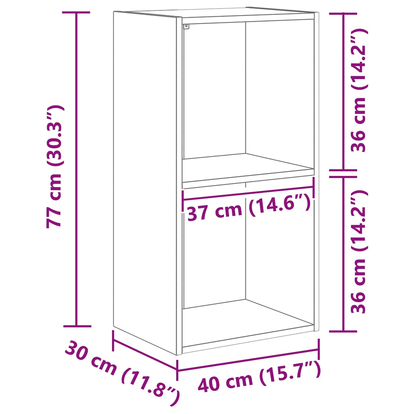 Bücherregal Schwarz Eichen-Optik 40 x 30 x 77 cm Holzwerkstoff
