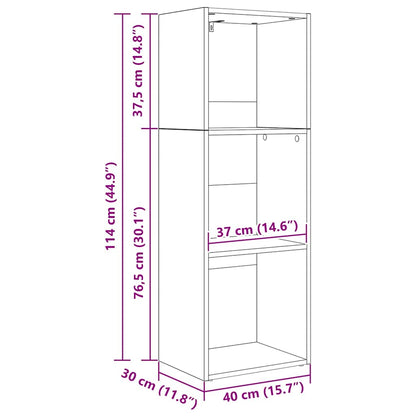 vidaXL Bibliothèque noir aspect chêne 40 x 30 x 114 cm Bois d'ingénierie