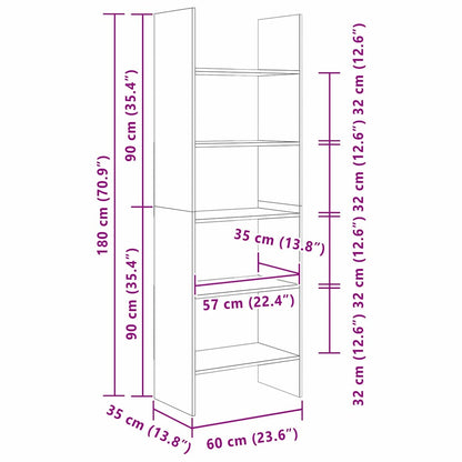 vidaXL Bücherregal Altholz 60 x 35 x 180 cm Holzwerkstoff