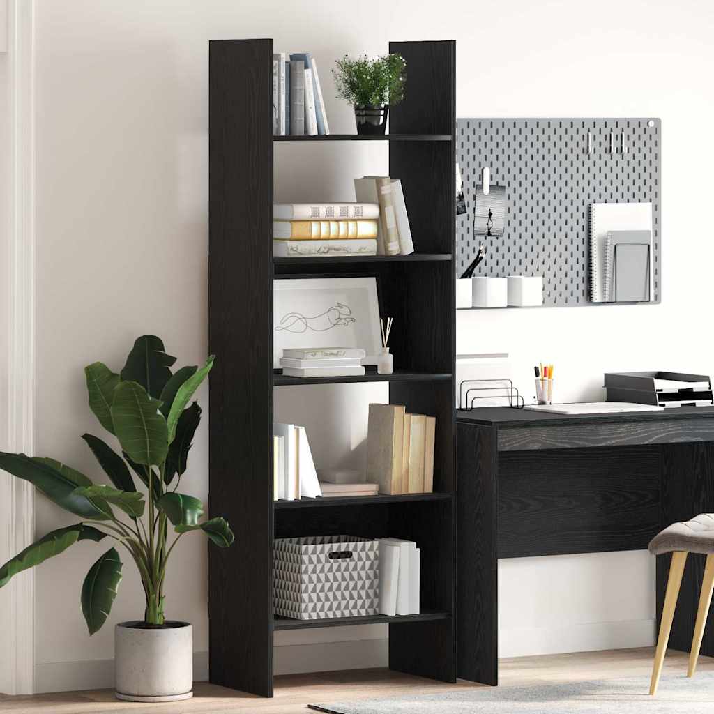 vidaXL Bücherregal Schwarz Eichen-Optik 60 x 35 x 180 cm Holzwerkstoff
