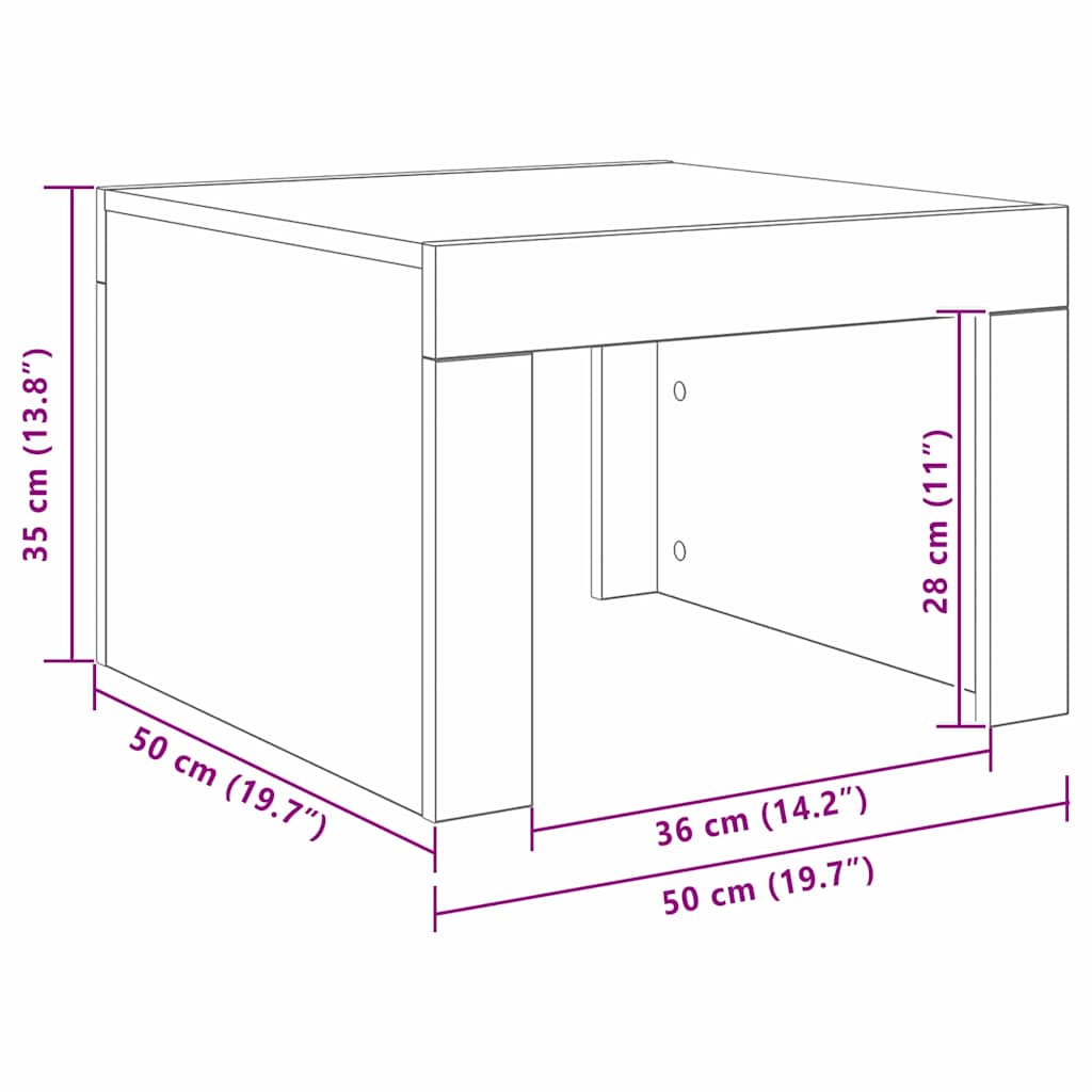 vidaXL Couchtisch Artisan-Eiche 50 x 50 x 35 cm Holzwerkstoff