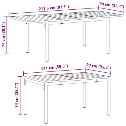 vidaXL Esstisch für draußen 2 pcs Anthrazit 210 x 90 x 73 cm Stahl