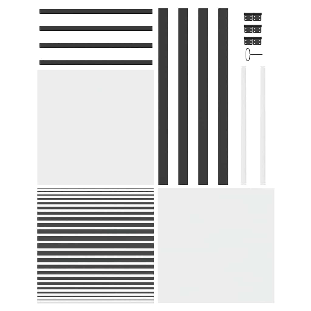 Glastür Gestreift Schwarz 76 x 3.5 x 201.5 cm Aluminium