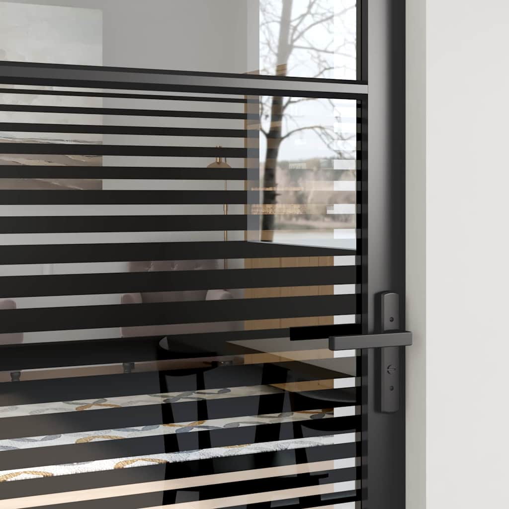 Glastür Gestreift Schwarz 76 x 3.5 x 201.5 cm Aluminium