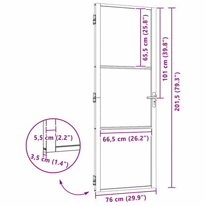 Glastür Gestreift Schwarz 76 x 3.5 x 201.5 cm Aluminium