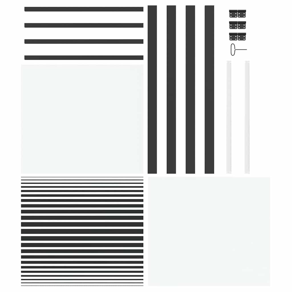 Glastür Gestreift Schwarz 76 x 3.5 x 201.5 cm Aluminium