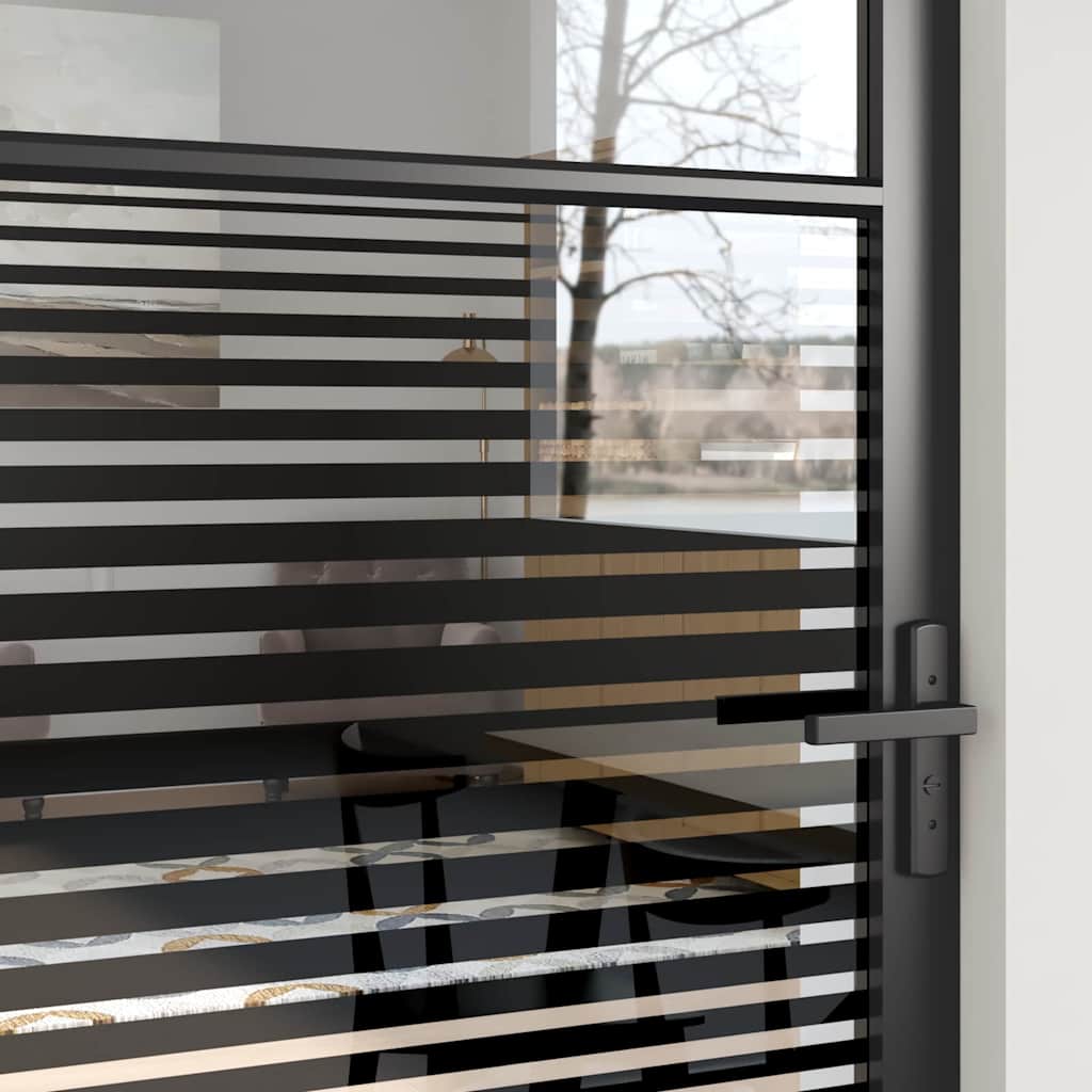 Glastür Gestreift Schwarz 76 x 3.5 x 201.5 cm Aluminium