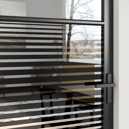 Glastür Gestreift Schwarz 76 x 3.5 x 201.5 cm Aluminium