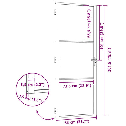 Glastür Gestreift Schwarz 76 x 3.5 x 201.5 cm Aluminium