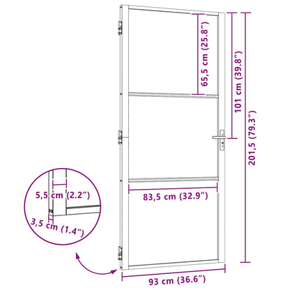Glastür Gestreift Schwarz 76 x 3.5 x 201.5 cm Aluminium