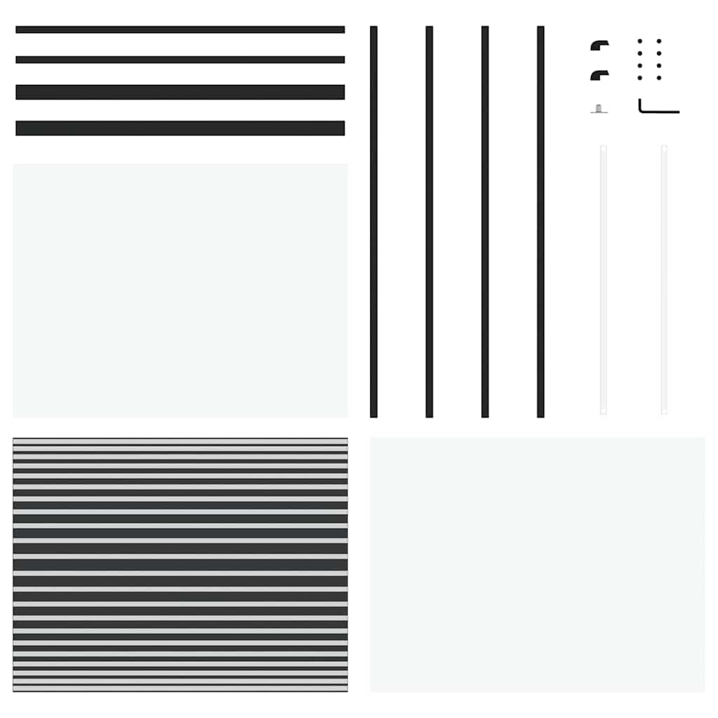 Glastür Gestreift Schwarz 90 x 2 x 205 cm Aluminium